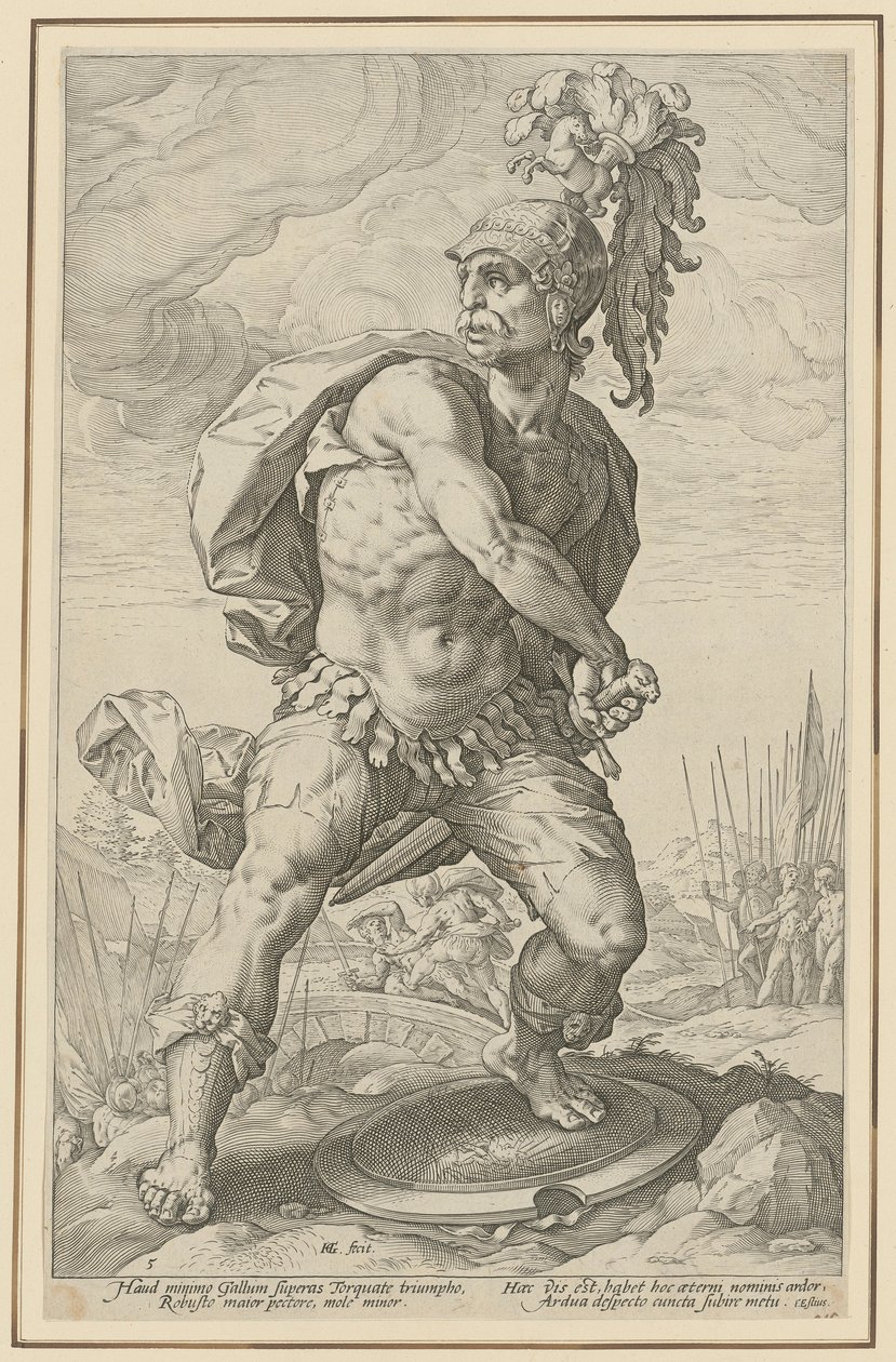 Titus Manlius Torquatus, a „Római hősök” sorozat 5. lapja alkotó: Hendrick Goltzius
