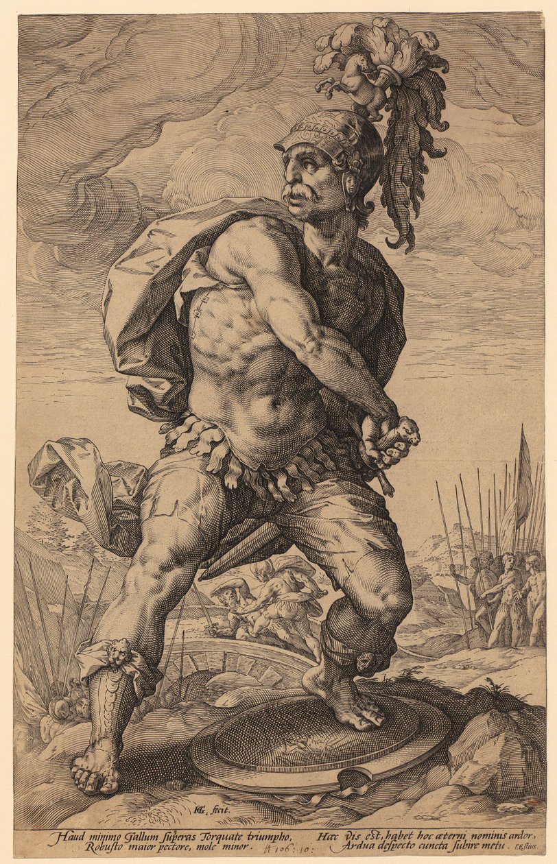 Titus Manlius Torquatus, a „Római hősök” sorozat 5. lapja alkotó: Hendrick Goltzius