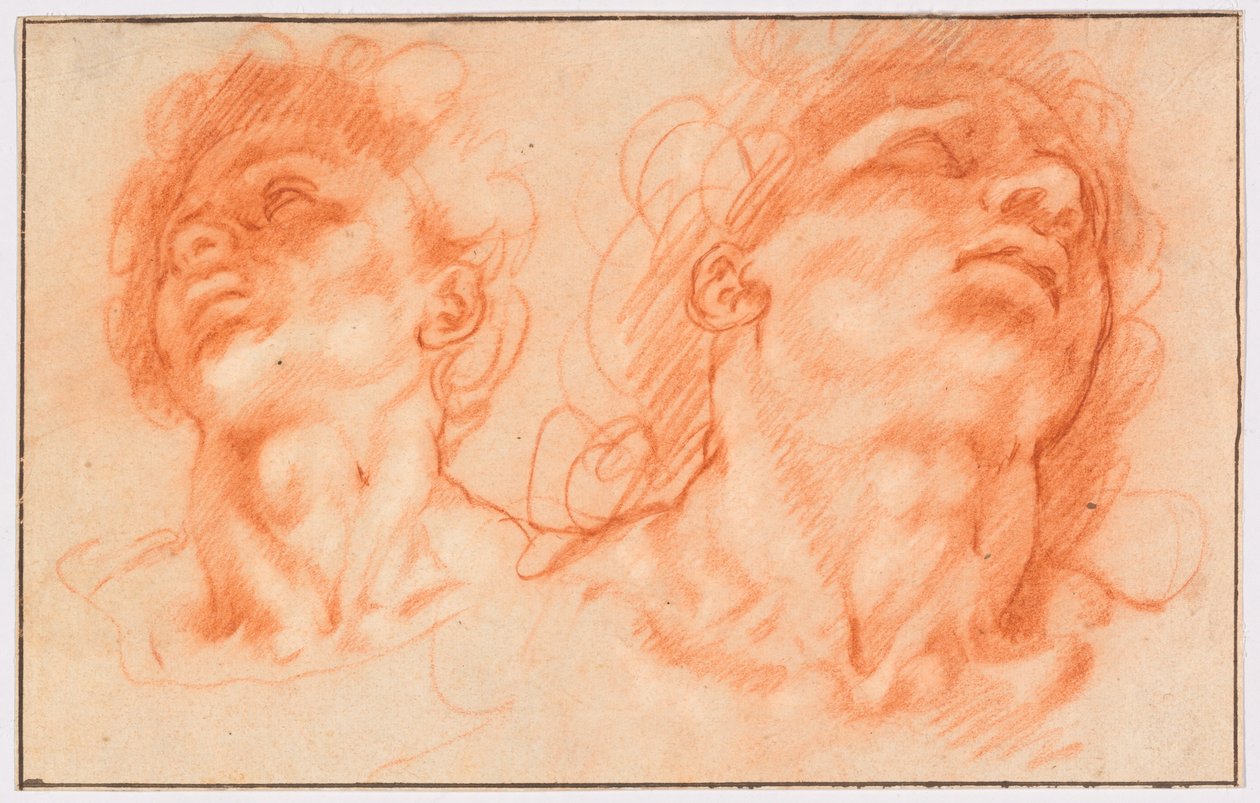 Két férfifej az antik után, Laokoón fiai alkotó: Hendrick Goltzius