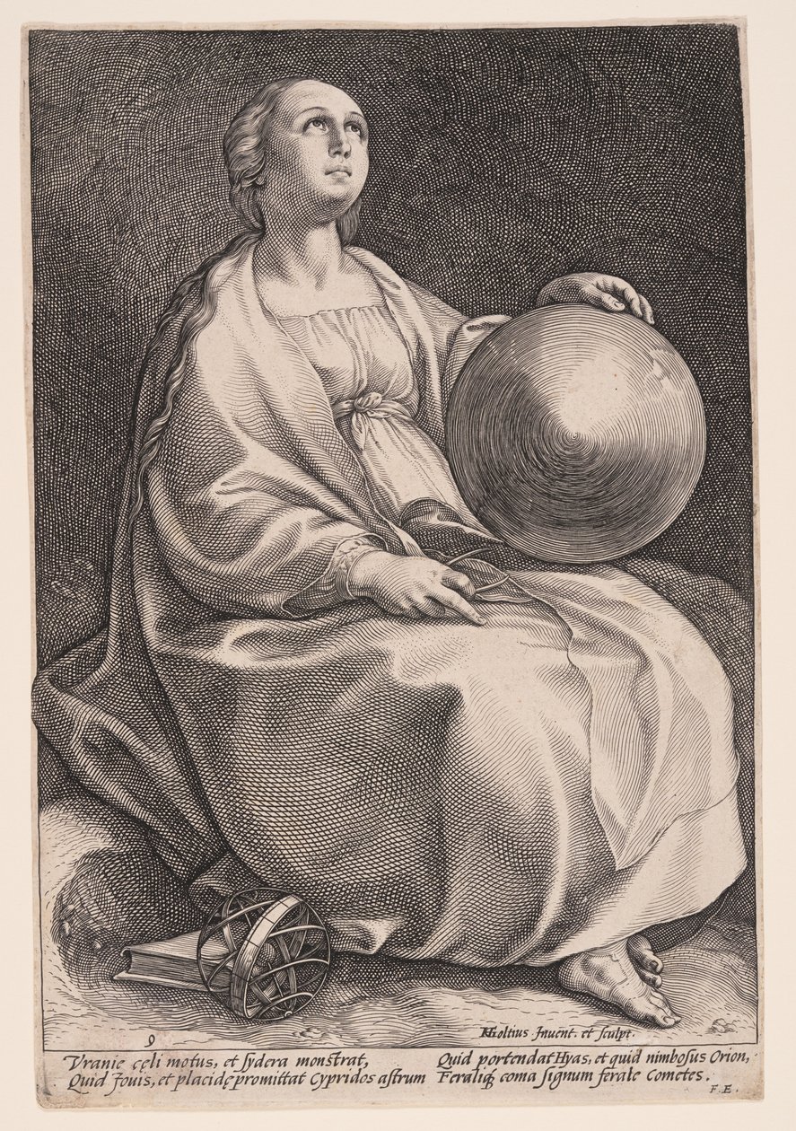 Urania, a csillagászat múzsája, A kilenc múzsából alkotó: Hendrick Goltzius