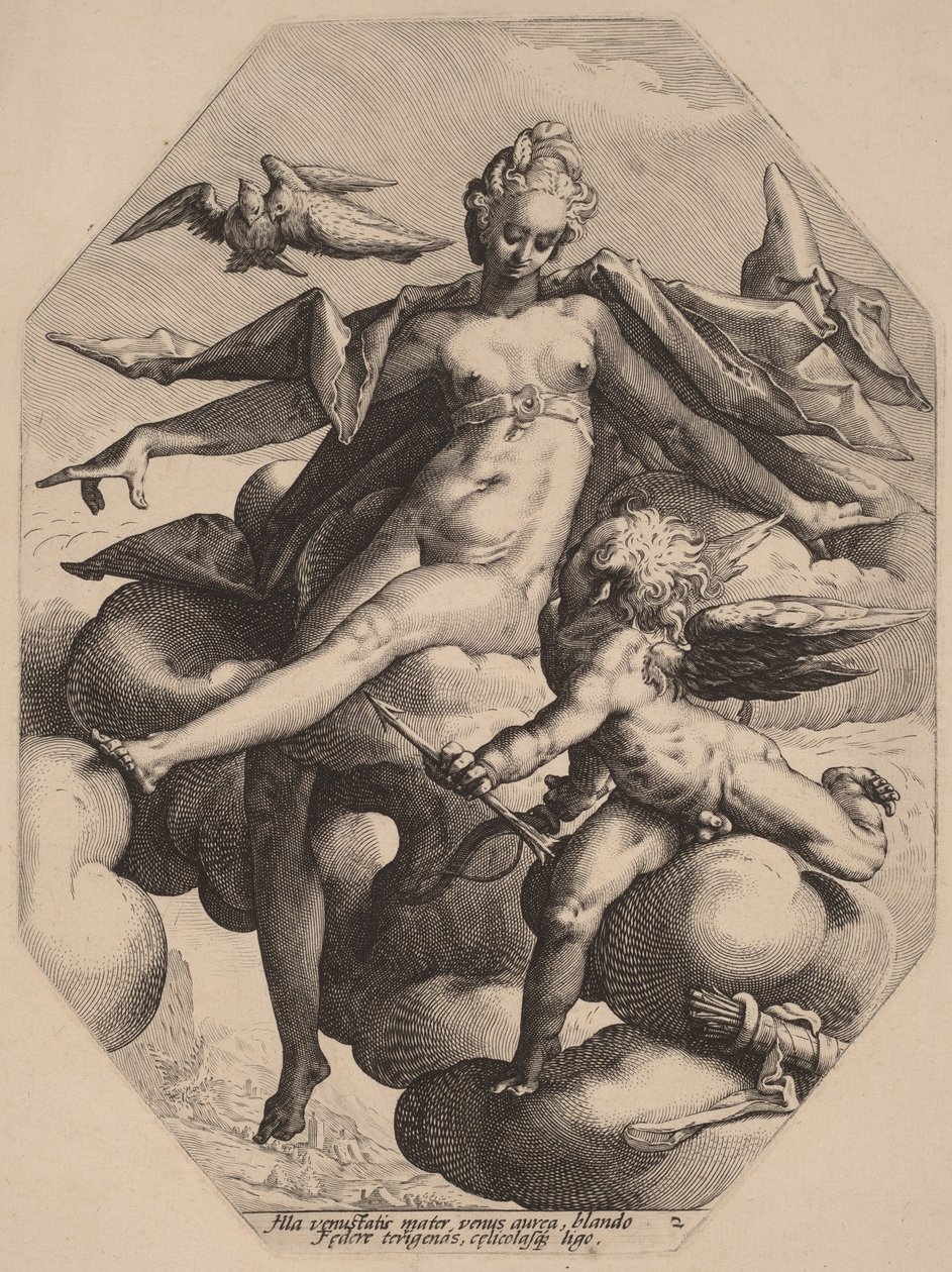 Vénusz és Ámor alkotó: Hendrick Goltzius