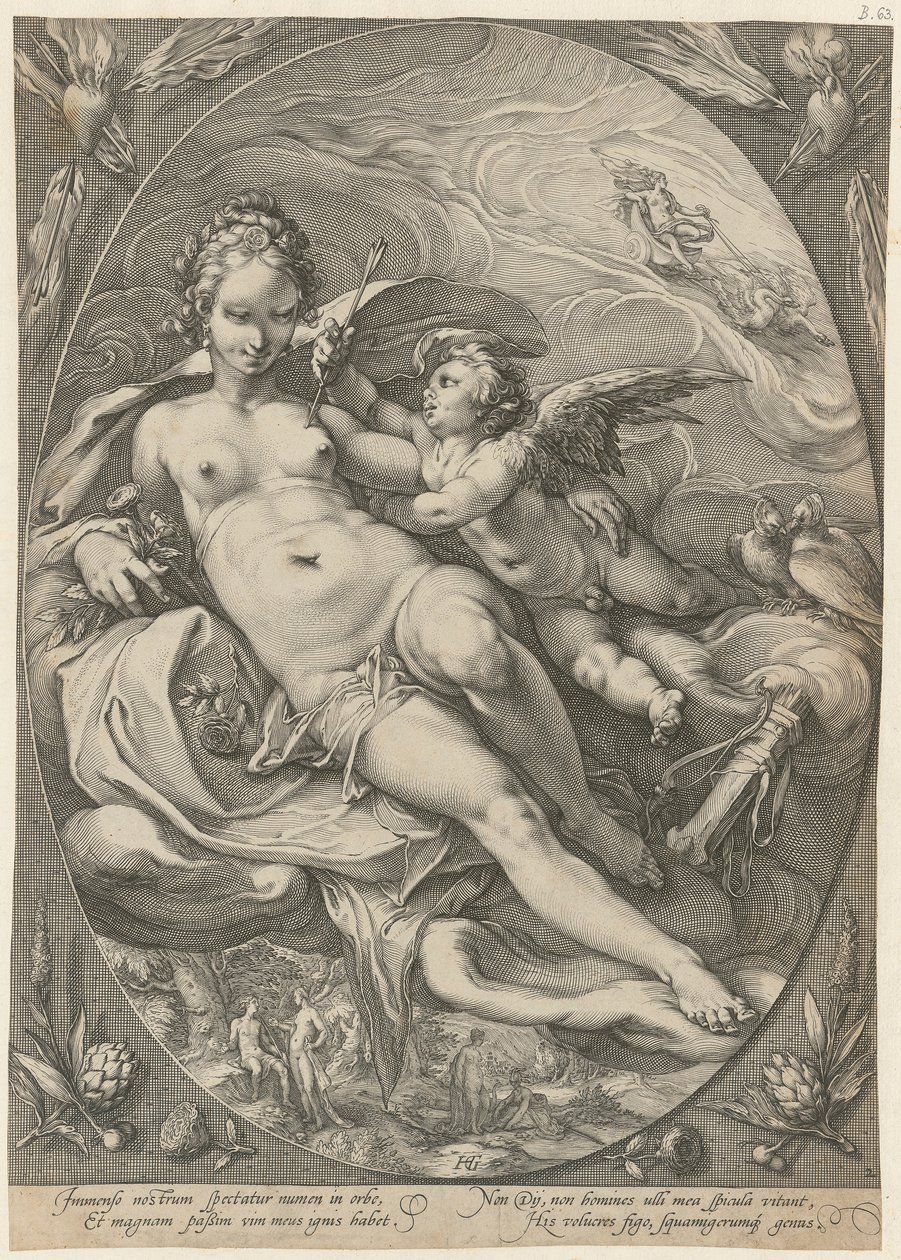 Vénusz és Ámor, a „Három istennő” sorozat 2. lapja alkotó: Hendrick Goltzius