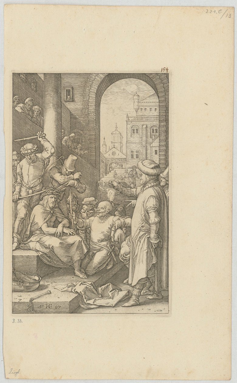 Krisztus megcsúfolása, a „Passió” sorozat 7. lapja alkotó: Hendrick Goltzius