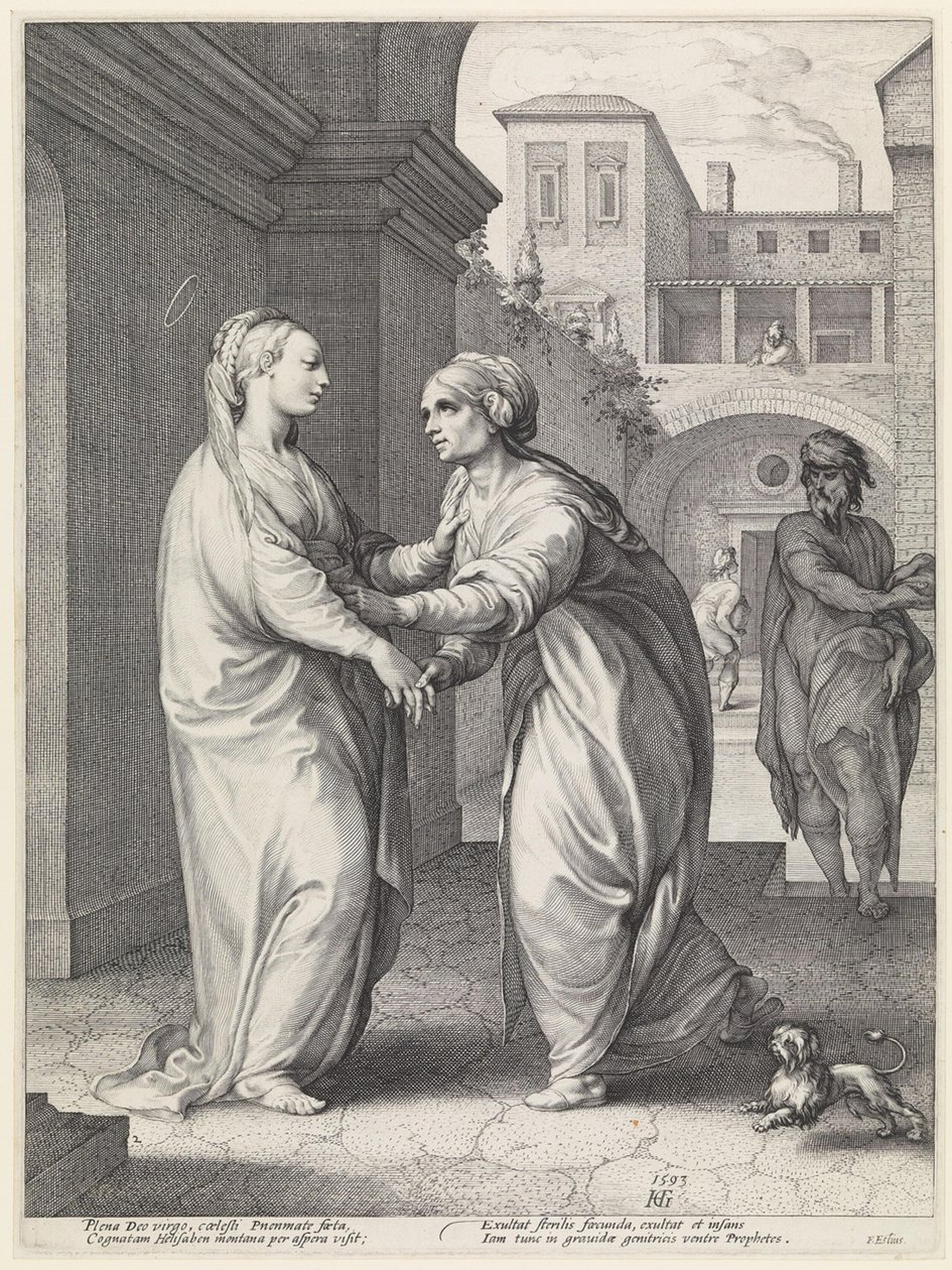 Látogatás, Mária és unokatestvére, Erzsébet alkotó: Hendrick Goltzius