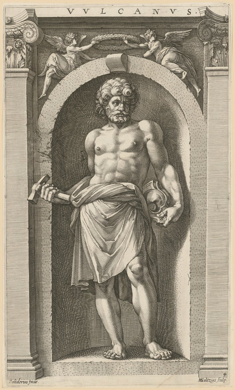 Vulcanus, az „Nyolc antik istenség” sorozat 4. lapja alkotó: Hendrick Goltzius