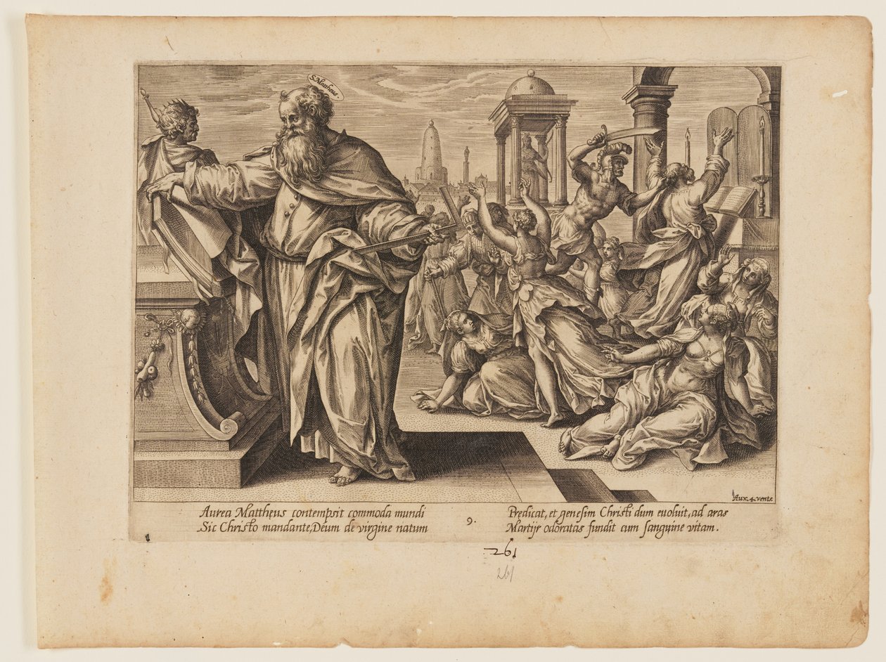 Szent Máté mártíromsága, Krisztus és az apostolok mártíromságából alkotó: Hendrick Goltzius