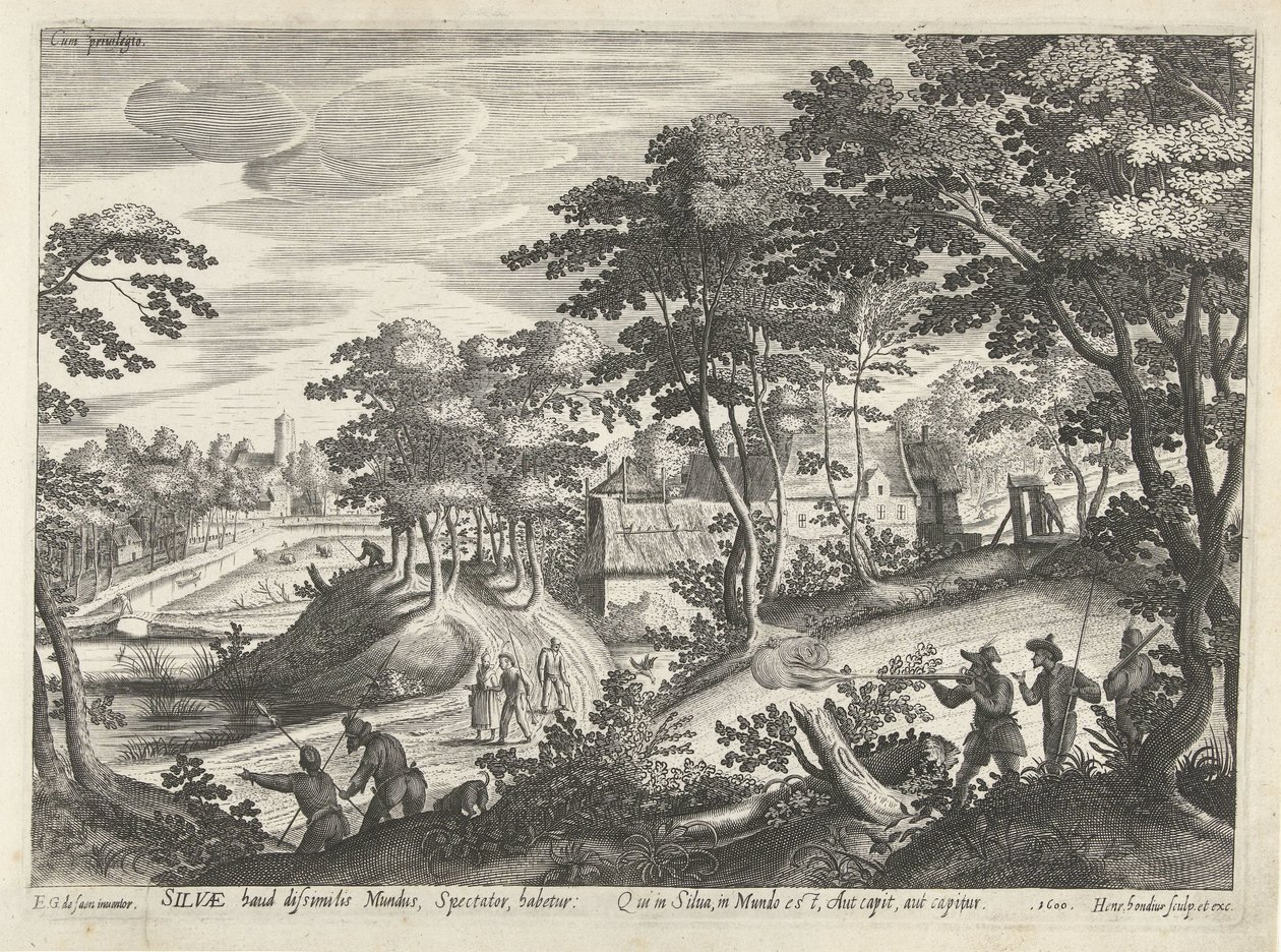 Táj egy vadászjelenettel alkotó: Hendrick Hondius (I)