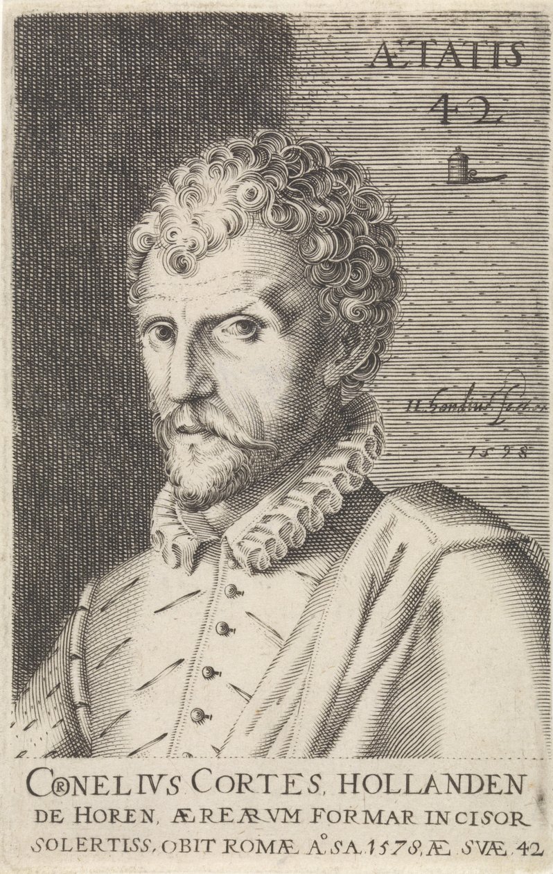 Cornelis Cort portréja Illusztris művészek (sorozat címe) alkotó: Hendrick Hondius (I)