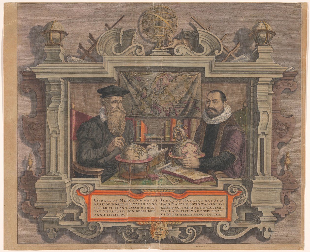 Jodocus Hondius és Gerard Mercator portréja alkotó: Hendrick Hondius (rejected attribution)
