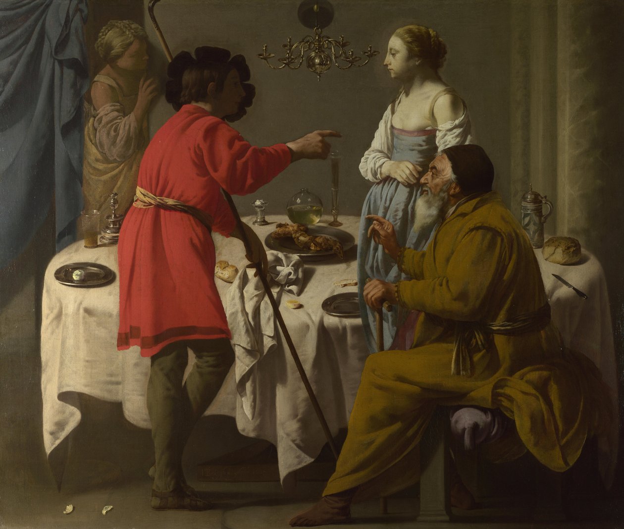 Jákób szemrehányást tett Lábánnak, amiért Leát adta neki Ráhel helyett, 1627 alkotó: Hendrick Jansz Terbrugghen