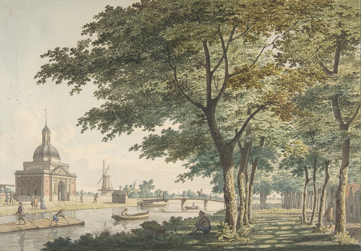 A Muiderpoort, Amszterdam, a Plantage felől nézve, 1771. alkotó: Hendrick Keun