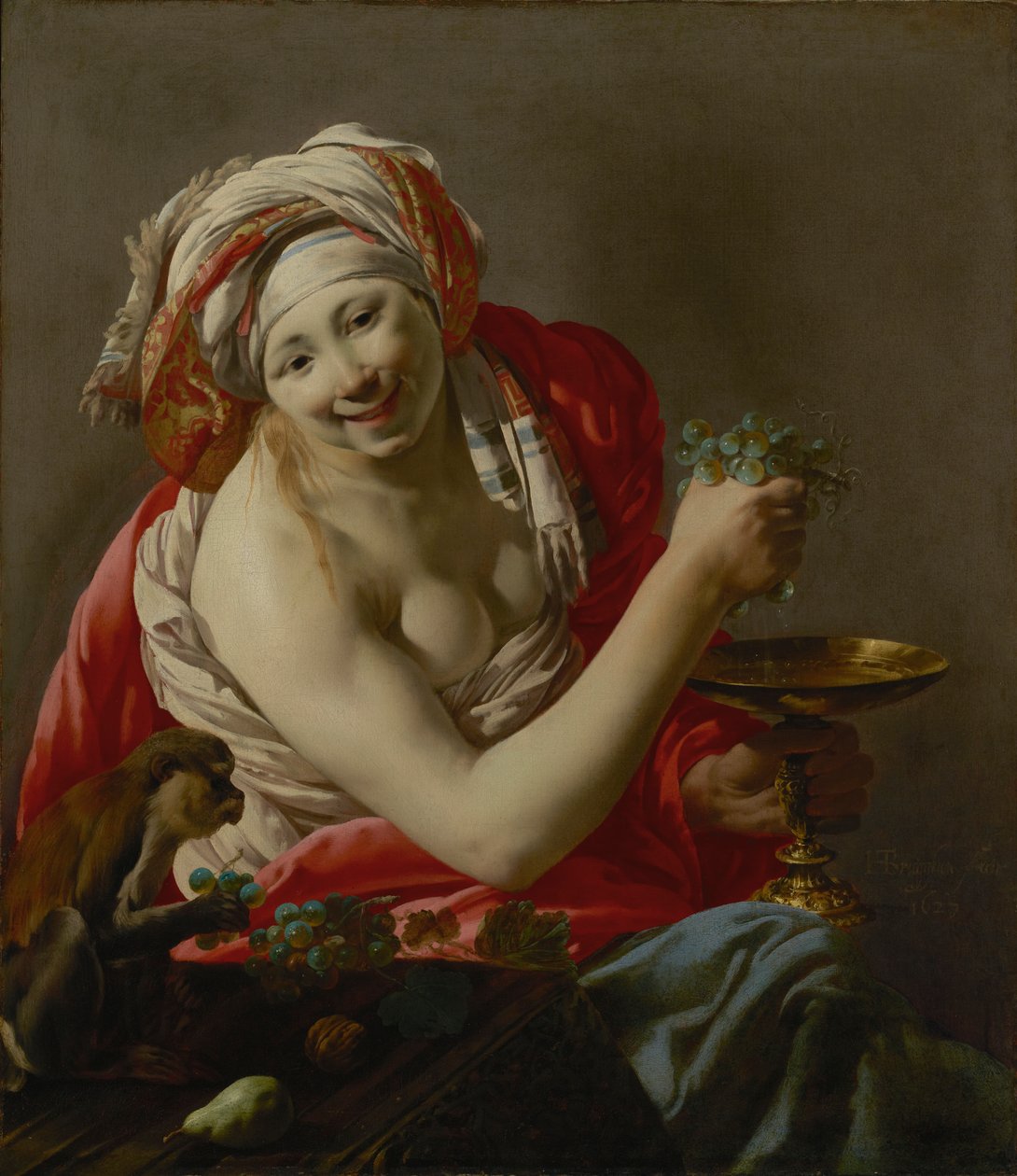 Bacchante egy majommal alkotó: Hendrick ter Brugghen