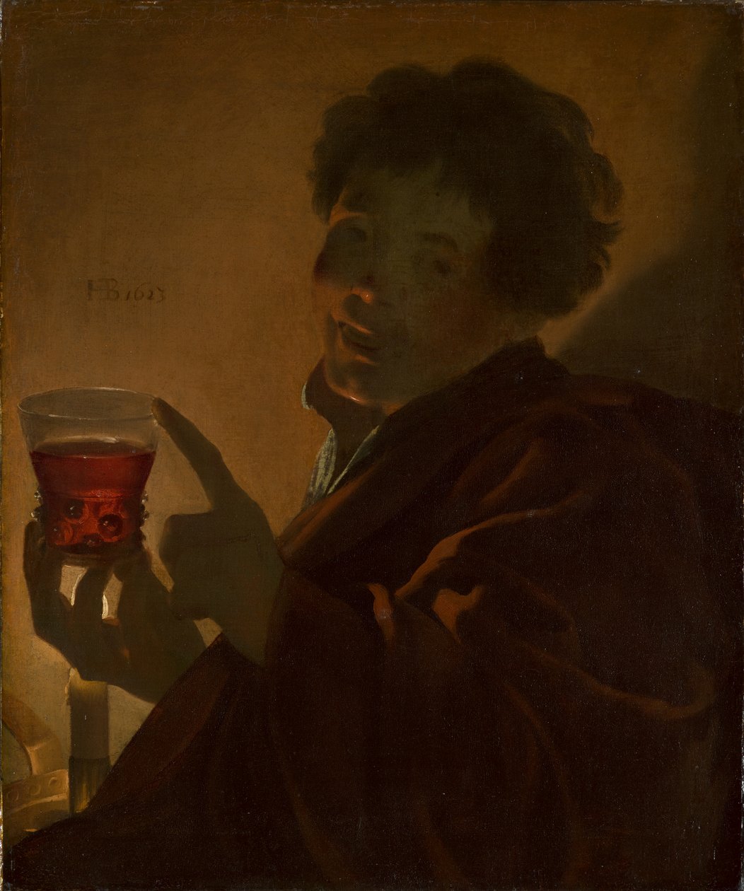 Fiú borospohárral alkotó: Hendrick ter Brugghen