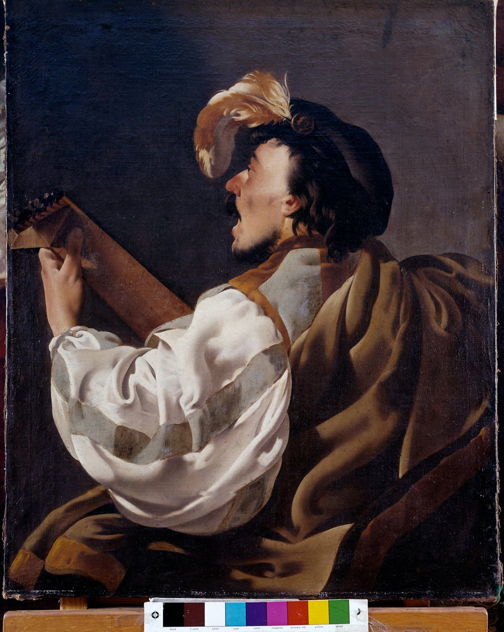 egy énekes, aki elkíséri magát a lanthoz, azt is mondja: lantos Hendrick ter Brugghen (vagy Terbrugghen) festménye alkotó: Hendrick ter Brugghen