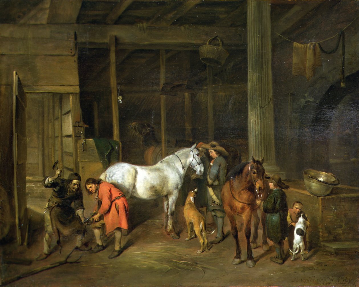 Belső patkolókovács (olaj, vászon) alkotó: Hendrick Verschuring