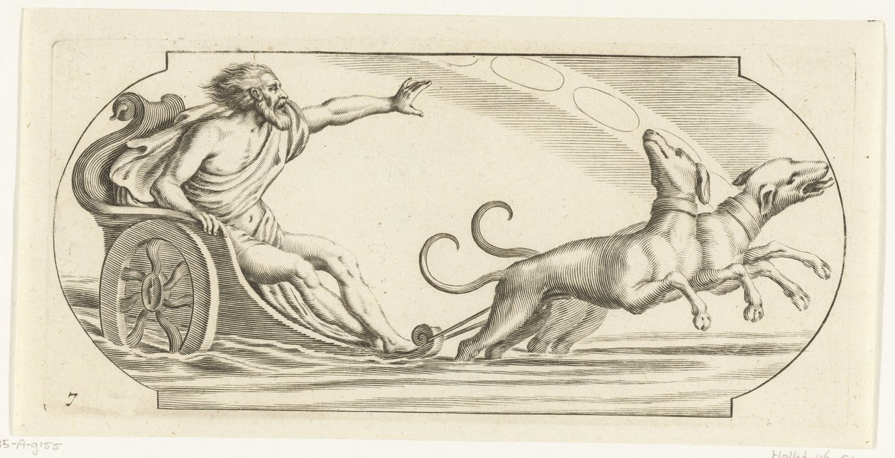 Március szekéren Tengeri istenek és istennők Nouveau Livre des Dieux et Deeßes De la Marine Bouckje (sorozat címe) alkotó: Hendrick de Keyser (I)