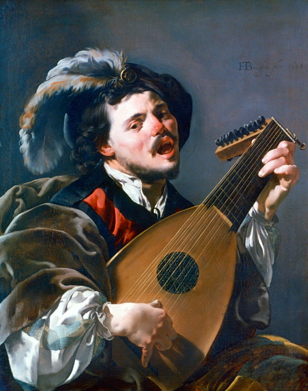 Lanton játszó ember, 1624 alkotó: Hendrick ter Brugghen