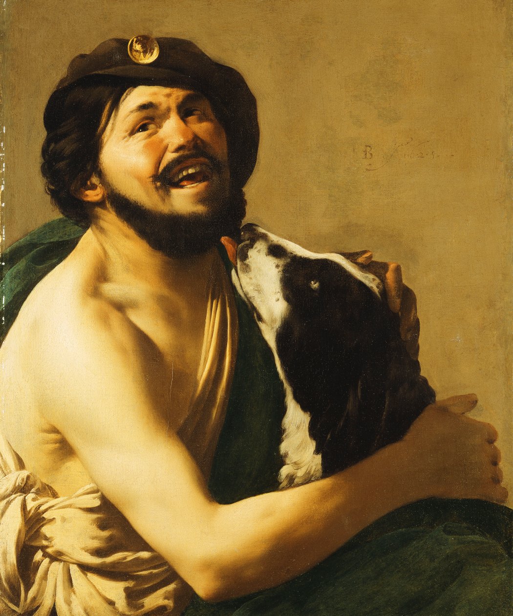 Egy nevető bravó kutyával, 1628 alkotó: Hendrick ter Brugghen
