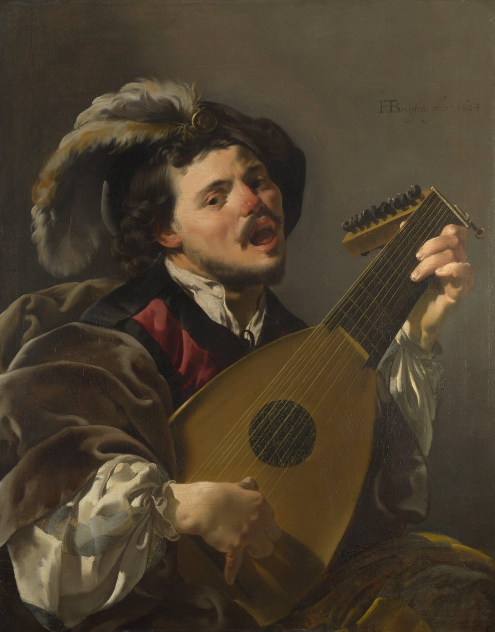 Holland: Zingende lute spelen man Egy férfi lanton játszik alkotó: Hendrick ter Brugghen
