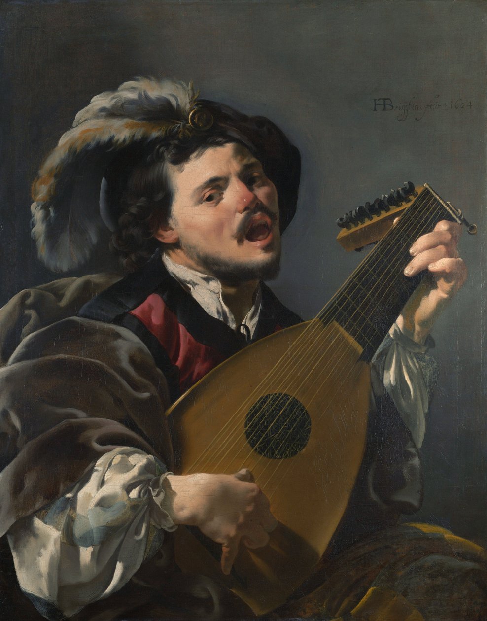 Holland: Zingende lute spelen man Egy férfi lanton játszik alkotó: Hendrick ter Brugghen