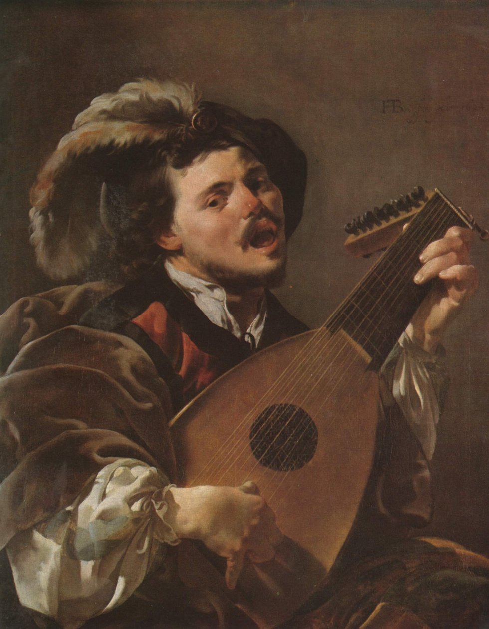 Holland: Zingende lute spelen man Egy férfi lanton játszik alkotó: Hendrick ter Brugghen