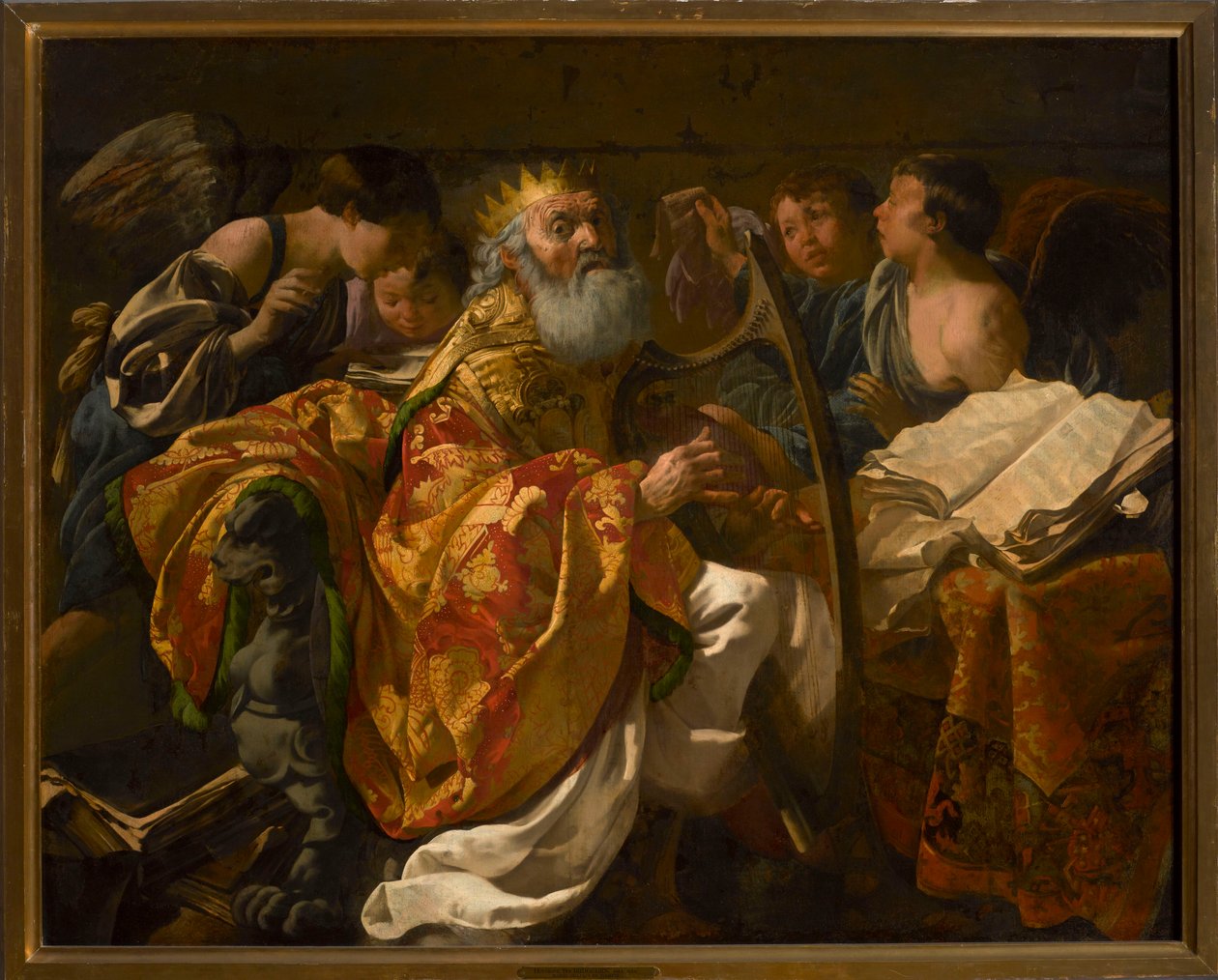 Dávid király hárfán játszik angyaloktól körülvéve alkotó: Hendrick ter Brugghen