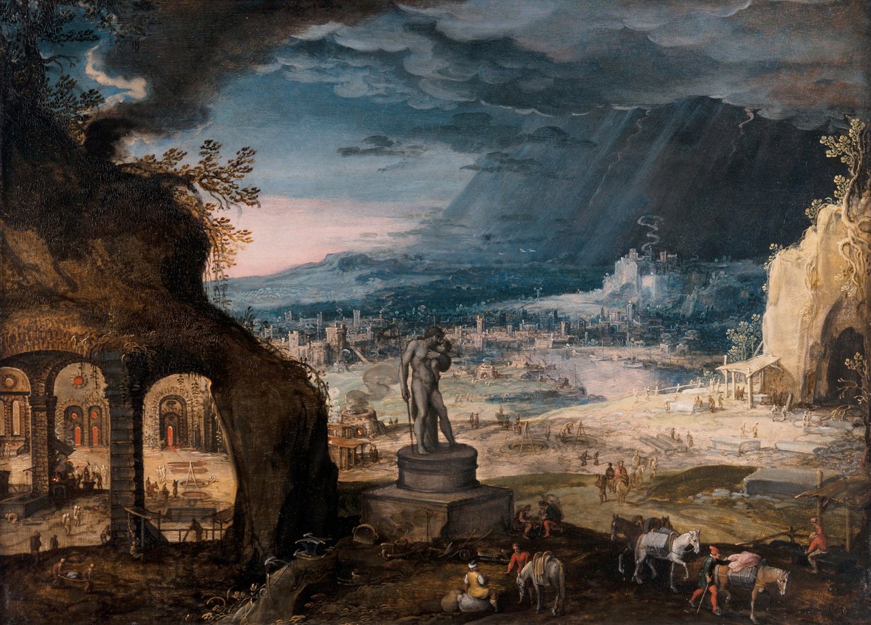 Táj Szaturnosz szobrával / Az elmúló idő allegóriája alkotó: Hendrick van Cleve