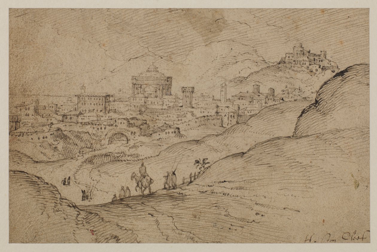 Táj városra néző kilátással, 16. század alkotó: Hendrick van Cleve
