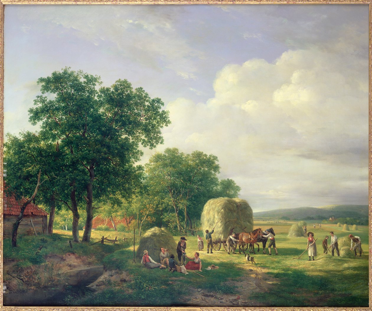 Erdős táj szénavarrókkal alkotó: Hendrick van de Sande Bakhuyzen