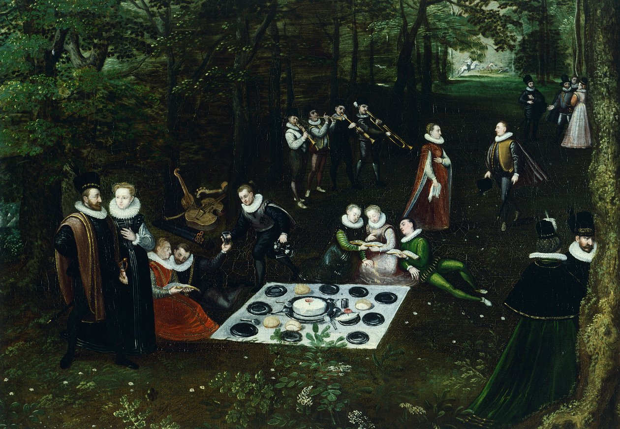 Tavaszi táj, Lucas van Valkenborch (kb. 1530-1597), Részlet alkotó: Hendrick van den (1530 97) Broeck