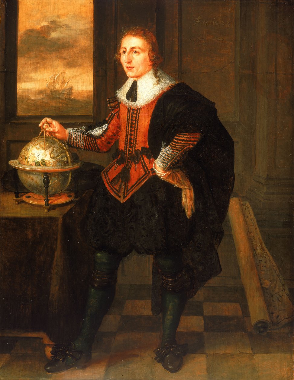 Navigátor földgömbbel és osztószelvényekkel alkotó: Hendrick van der the Elder Borcht