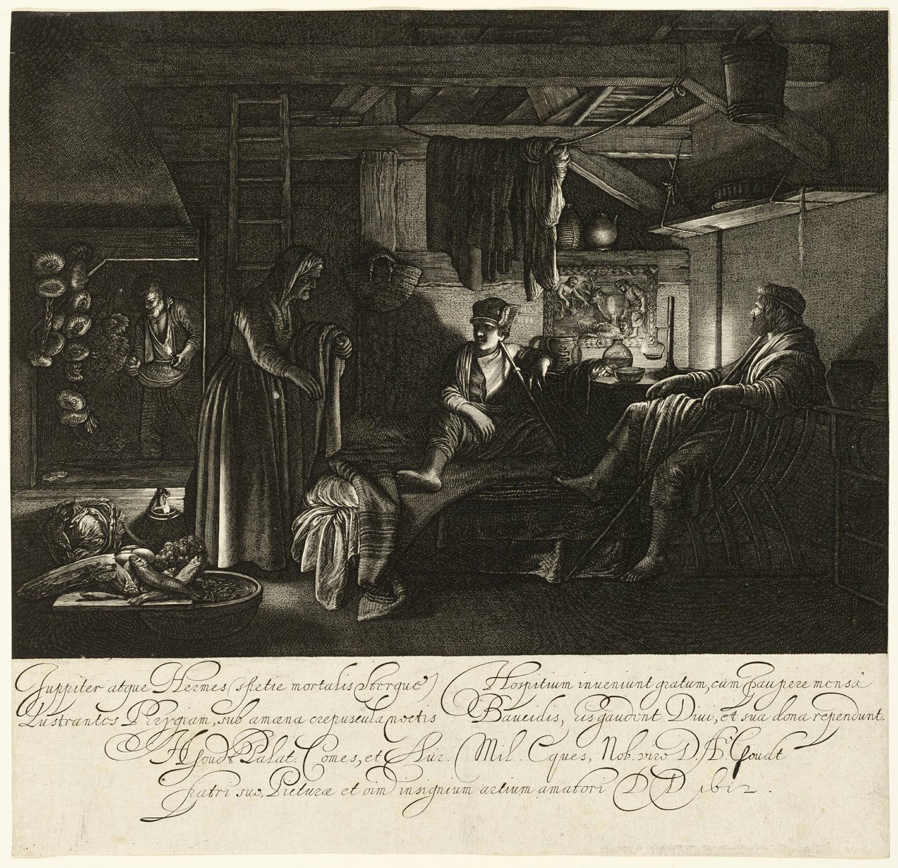 Jupiter és Merkúr a Philemon és Baucis házában alkotó: Hendrick von Goudt