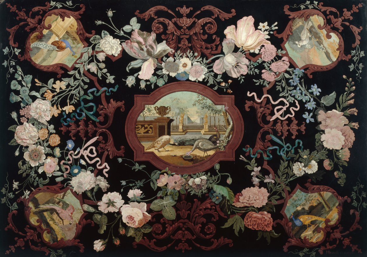 Scagolia asztallap, 1715 (festett fa) alkotó: Hendrik Busch