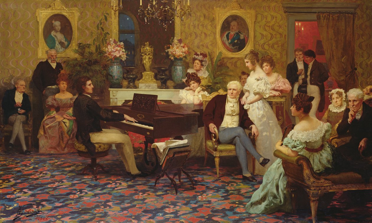 Chopin zongorázik Radziwill herceg szalonjában, 1887 alkotó: Henryk Siemiradzki
