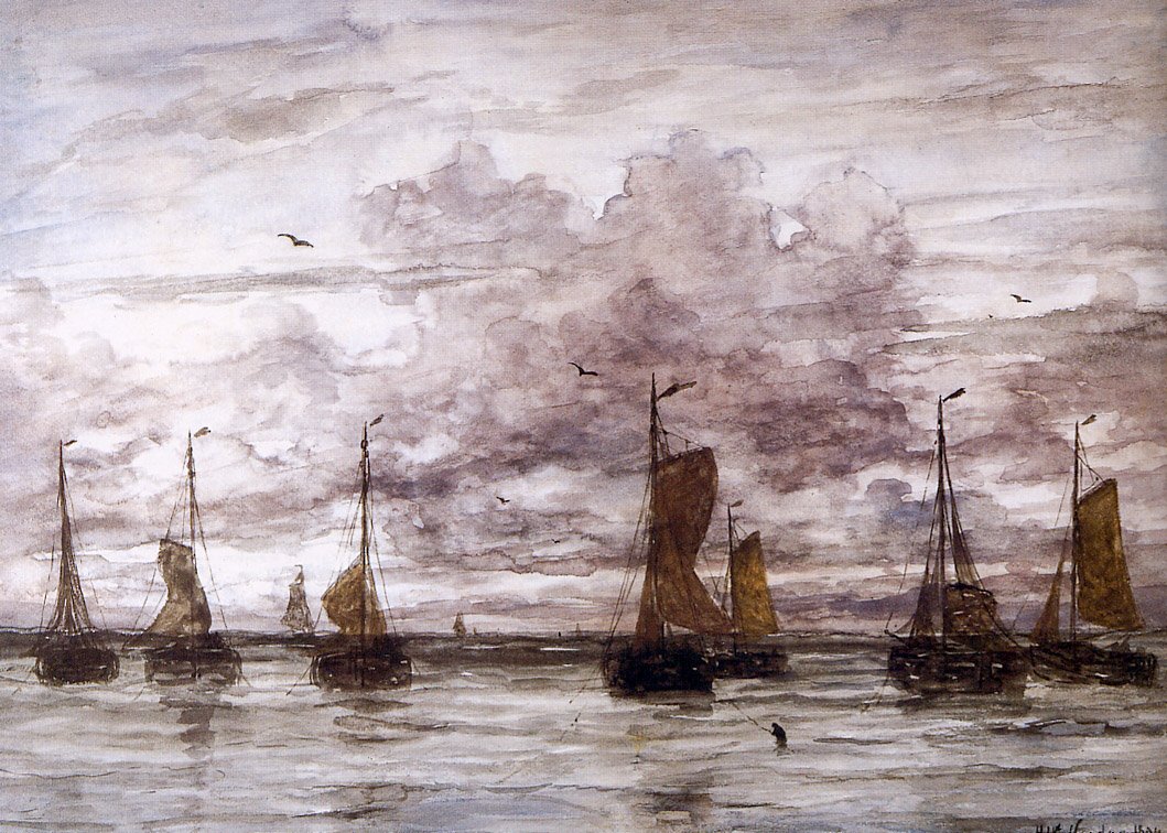 Hajók horgonyon alkotó: Hendrik Willem Mesdag