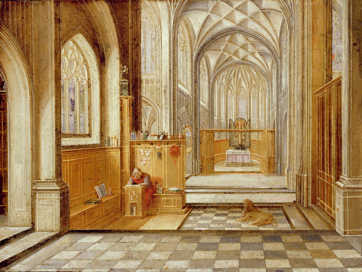 Szent Jeromos egy gótikus templomban (olaj, réz) alkotó: Hendrik the Younger Steenwyck