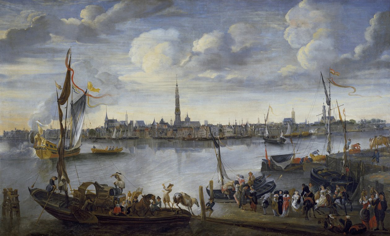 Antwerpen a Scheldt túlsó partjáról, 17. század alkotó: Hendrik van Minderhout
