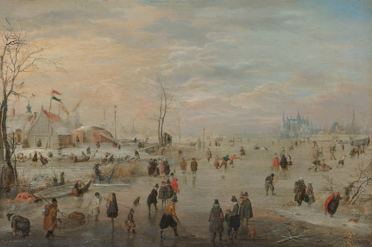 Élvezzük a jeget, 1615-20 körül alkotó: Hendrik Avercamp