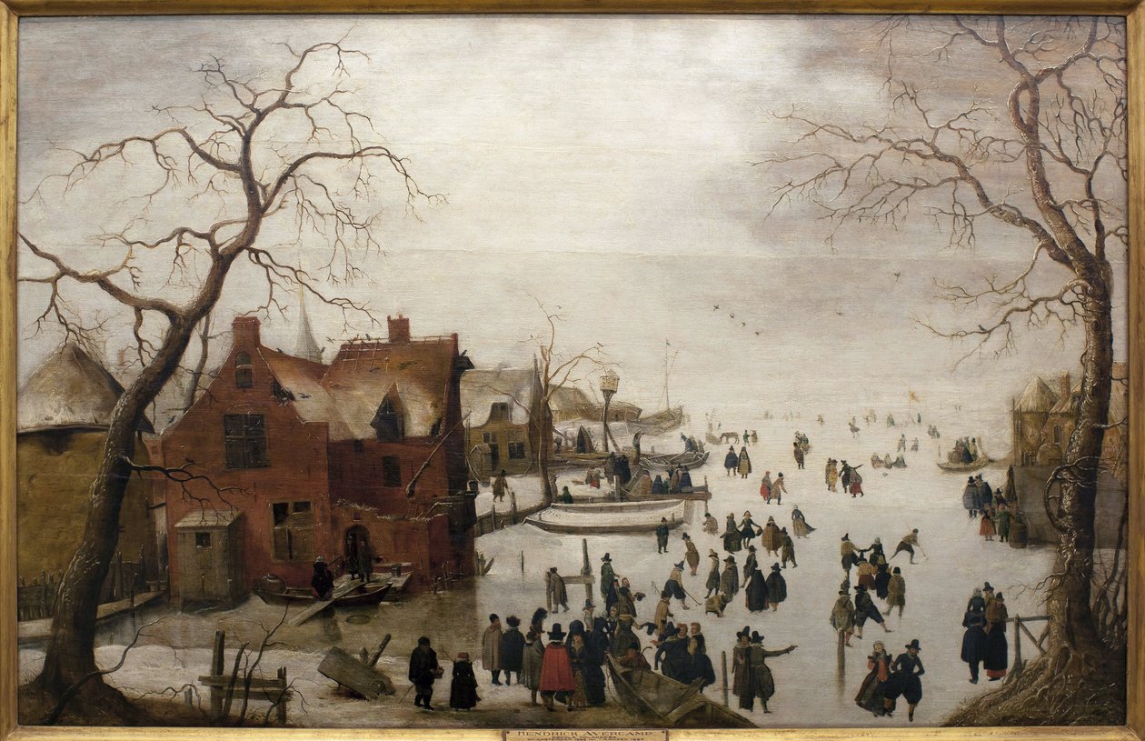 Téli jelenet - Hendrick Avercamp (1585-1634) festménye, olaj, fa, 1620 körül (Téli jelenet, Hendrick Avercamp, olajtábla, 1620 körül) - Musee d