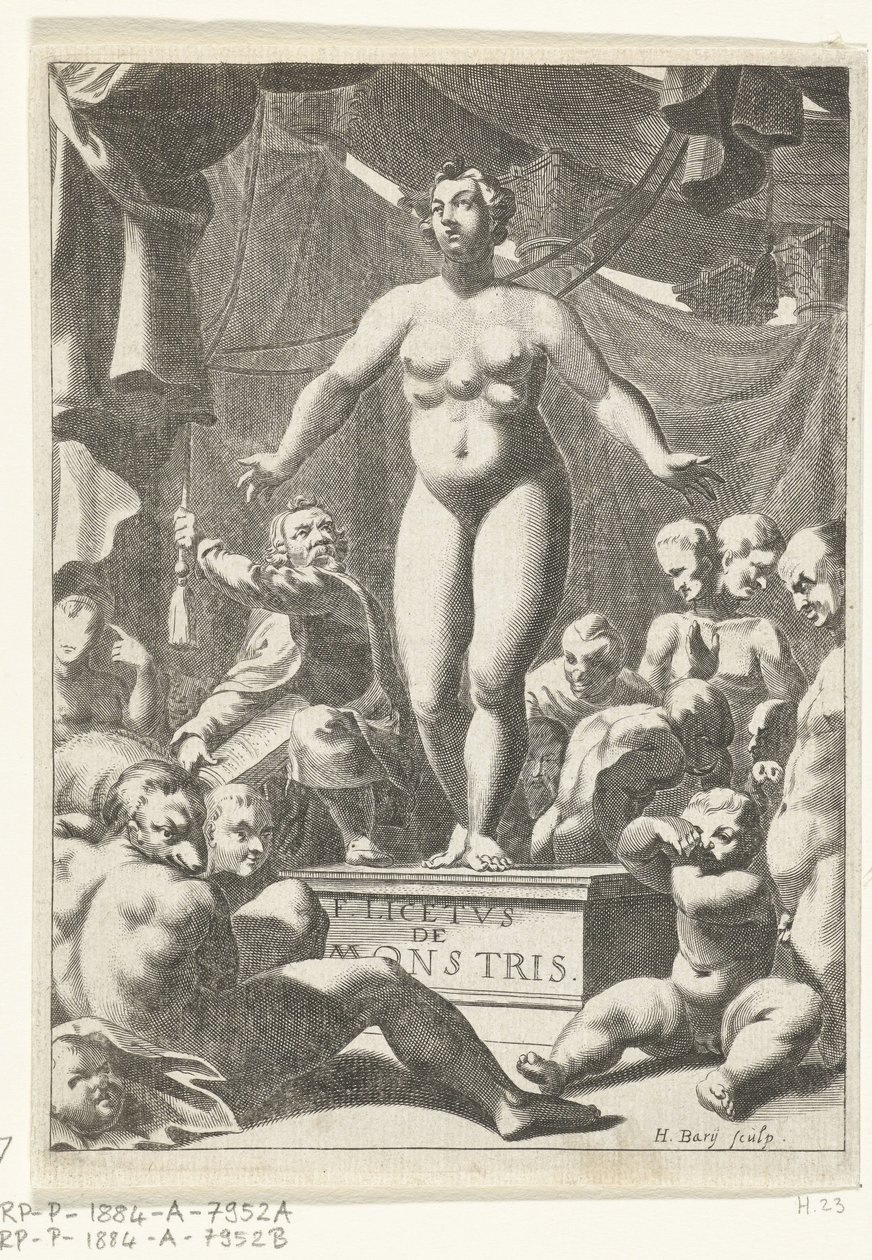 Öt keblű meztelen nő Fortunius Licetus címlapja, De Monstris, Amszterdam 1665 alkotó: Hendrik Bary