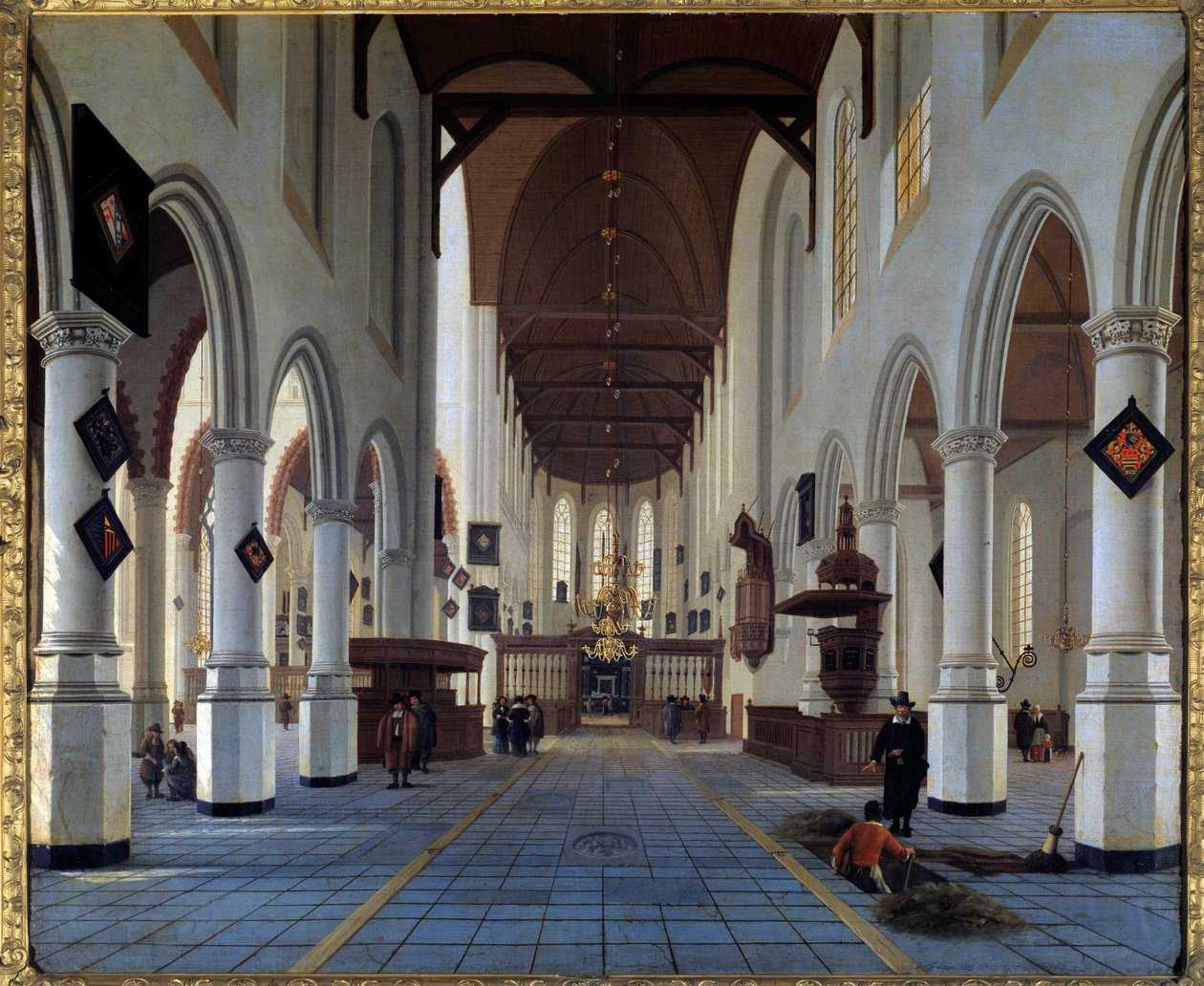 Templombelső nézet (Oudekerk Delftben?) Hendrick Cornelisz Van Vliet festménye (1611/1612-1675) 17. század V. 0,92x1,12 m alkotó: Hendrik Cornelisz. van Vliet
