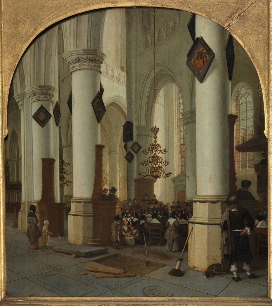 Kilátás a haarlemi Saint Bavo templom belsejébe a mise során, 1666 alkotó: Hendrik Cornelisz. van Vliet