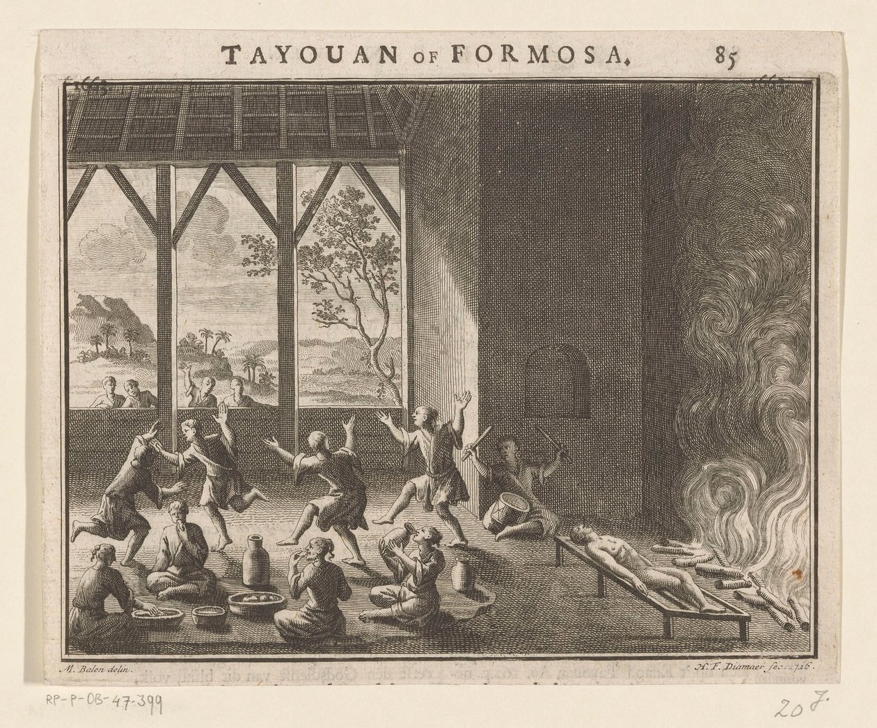 Formosa lakosainak temetési rituáléjának része Tayouan of Formosa (cím a tárgyon) alkotó: Hendrik Frans Diamaer