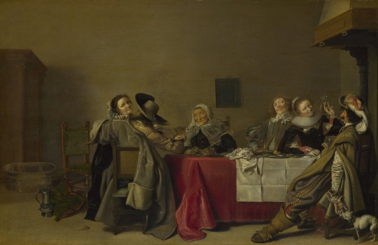 Vidám társaság az asztalnál, 1630 alkotó: Hendrik Gerritsz. Pot