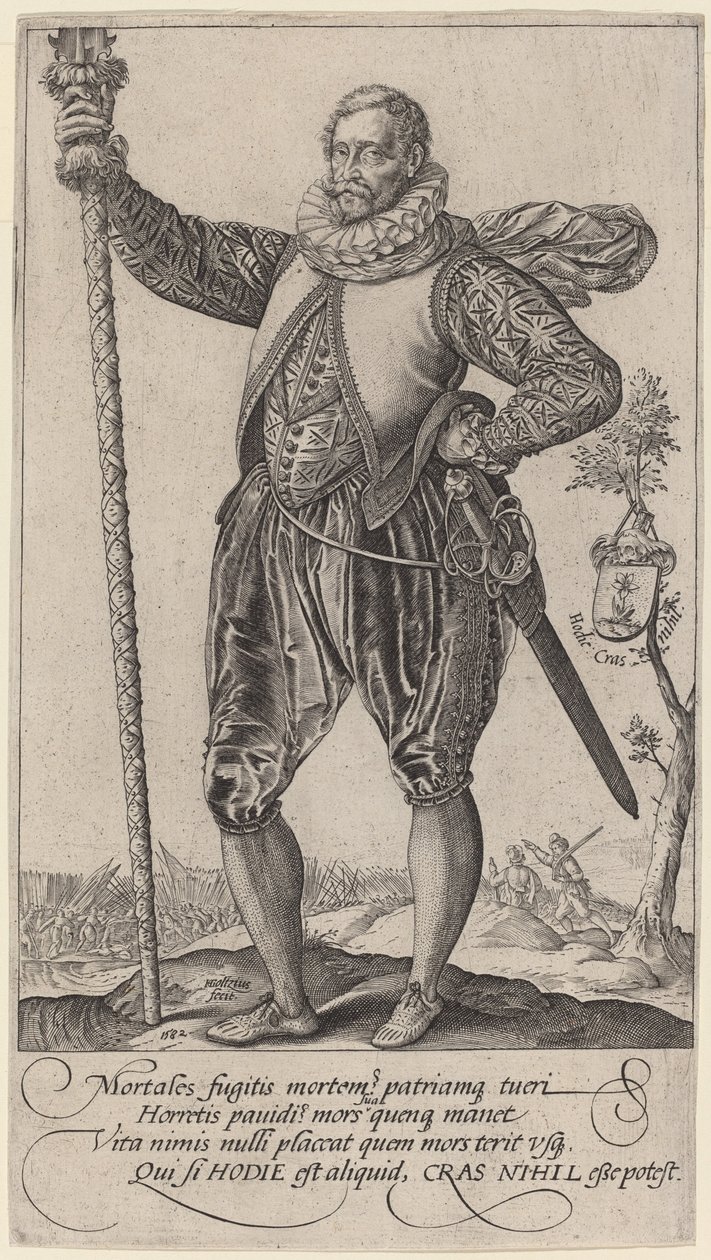 Egy csuka-ember balra fordult alkotó: Hendrik Goltzius