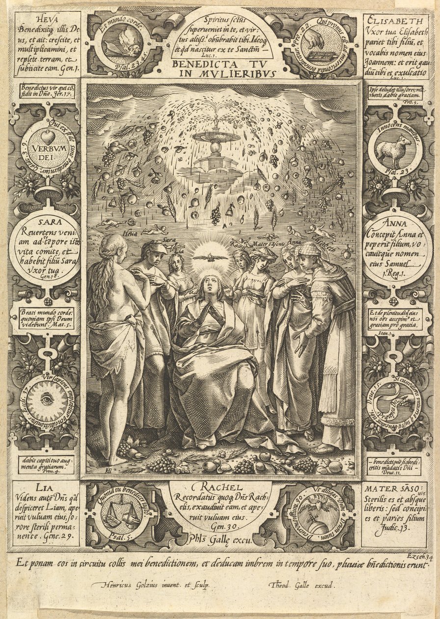 Áldott vagy te a nők között, a keresztény és a profán allegóriákból. alkotó: Hendrik Goltzius