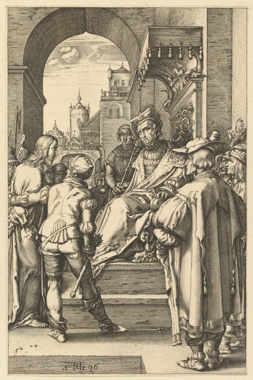 Krisztus Pilátus előtt, Krisztus szenvedéséből, 1596. alkotó: Hendrik Goltzius