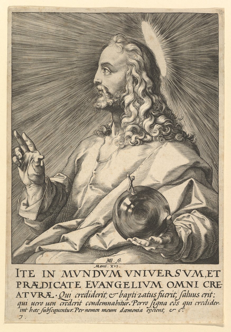 Krisztus, Krisztustól, az apostoloktól és Szent Pál a hitvallással, kb. 1589. alkotó: Hendrik Goltzius