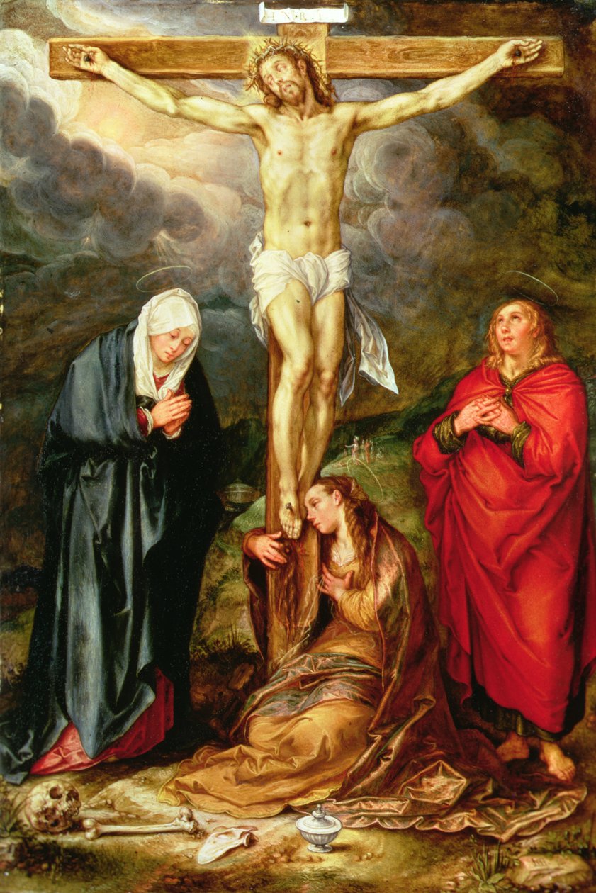 Krisztus a kereszten, Máriával, Szent Jánossal és Magdolnával, 1600 körül (olaj, réz) alkotó: Hendrik Goltzius