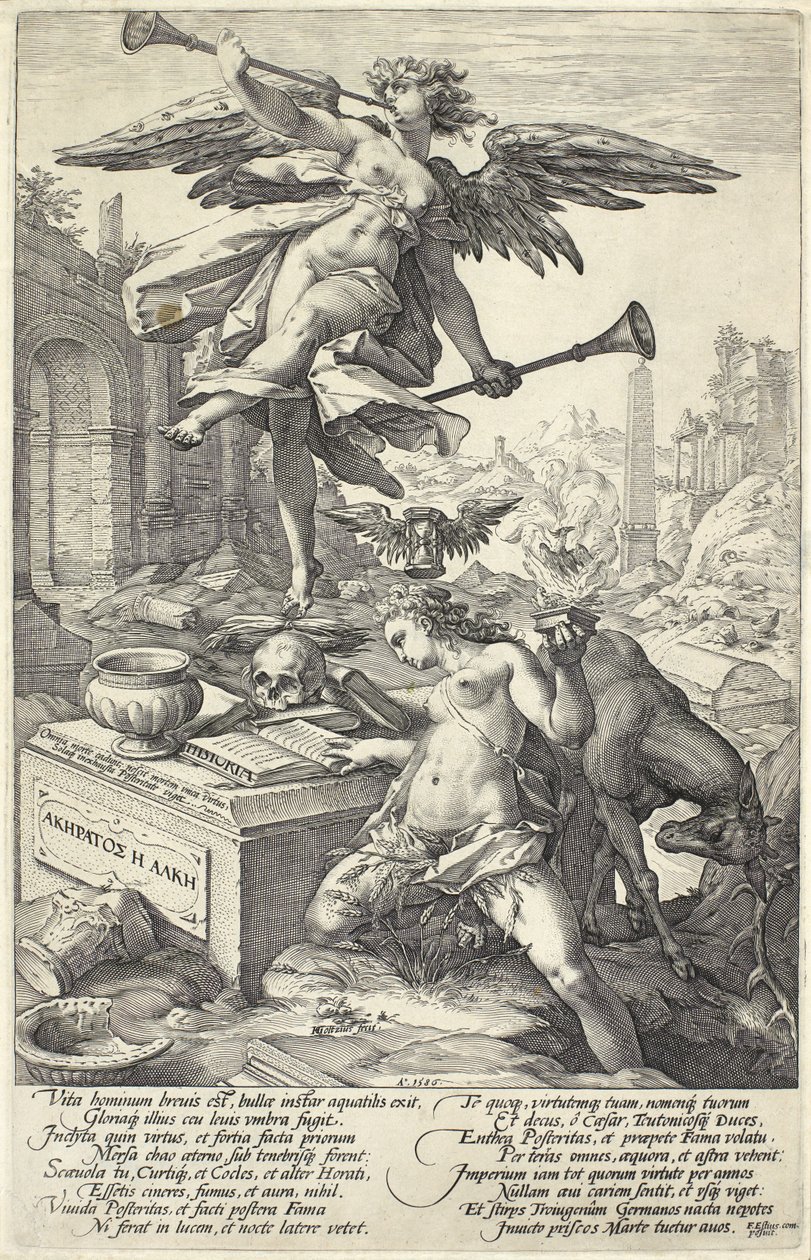 Hírnév és történelem, a Római hősökből, 1586 alkotó: Hendrik Goltzius